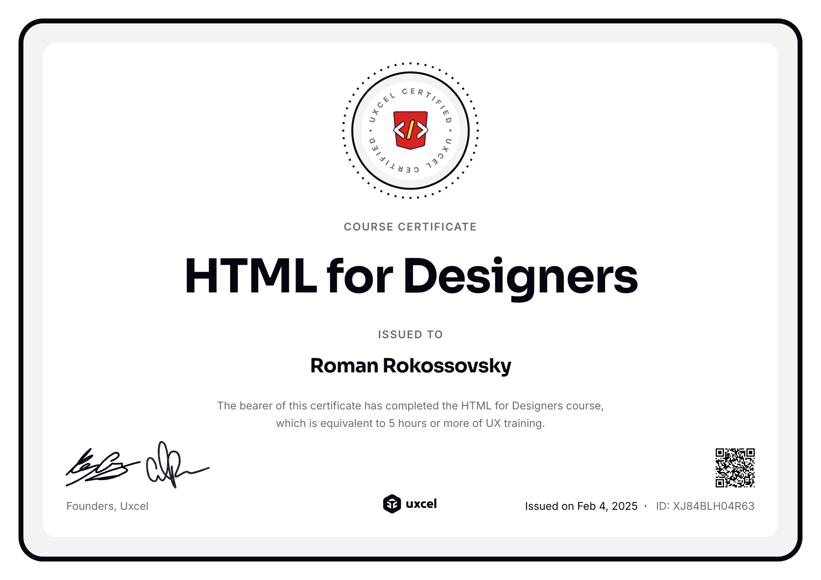 Roman Rokossovsky's certificate